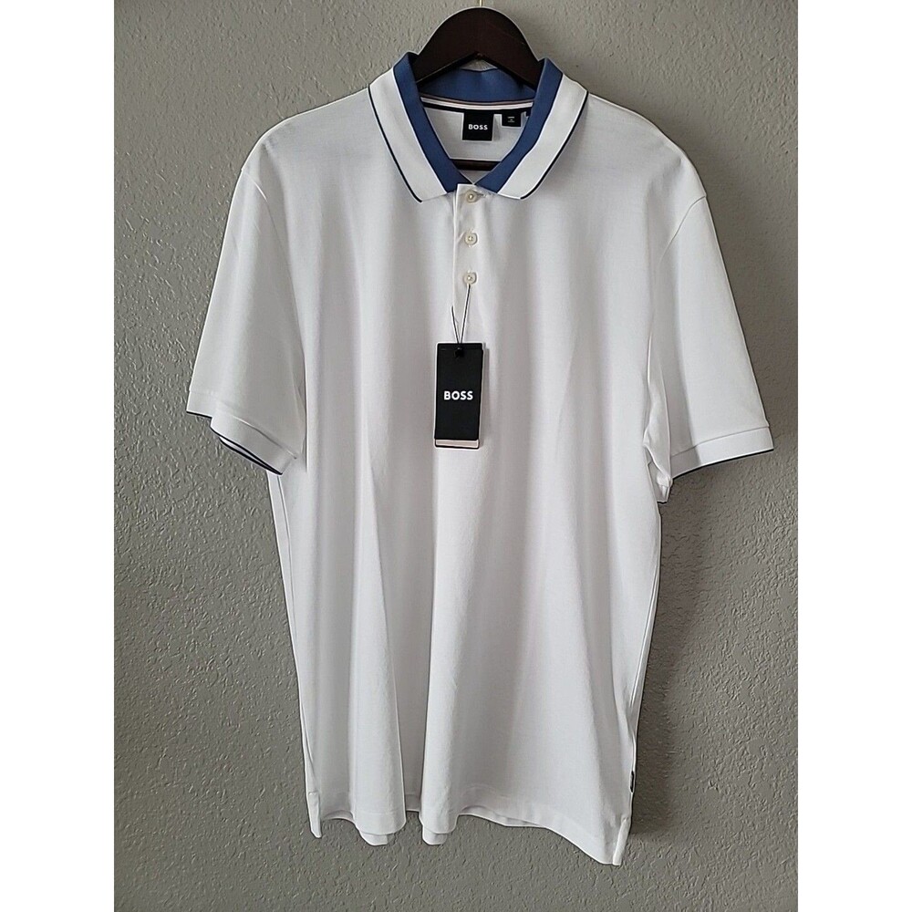 Hugo Boss Parlay White Regular Fit Short Sleeves Polo Shirt  Size XXL New